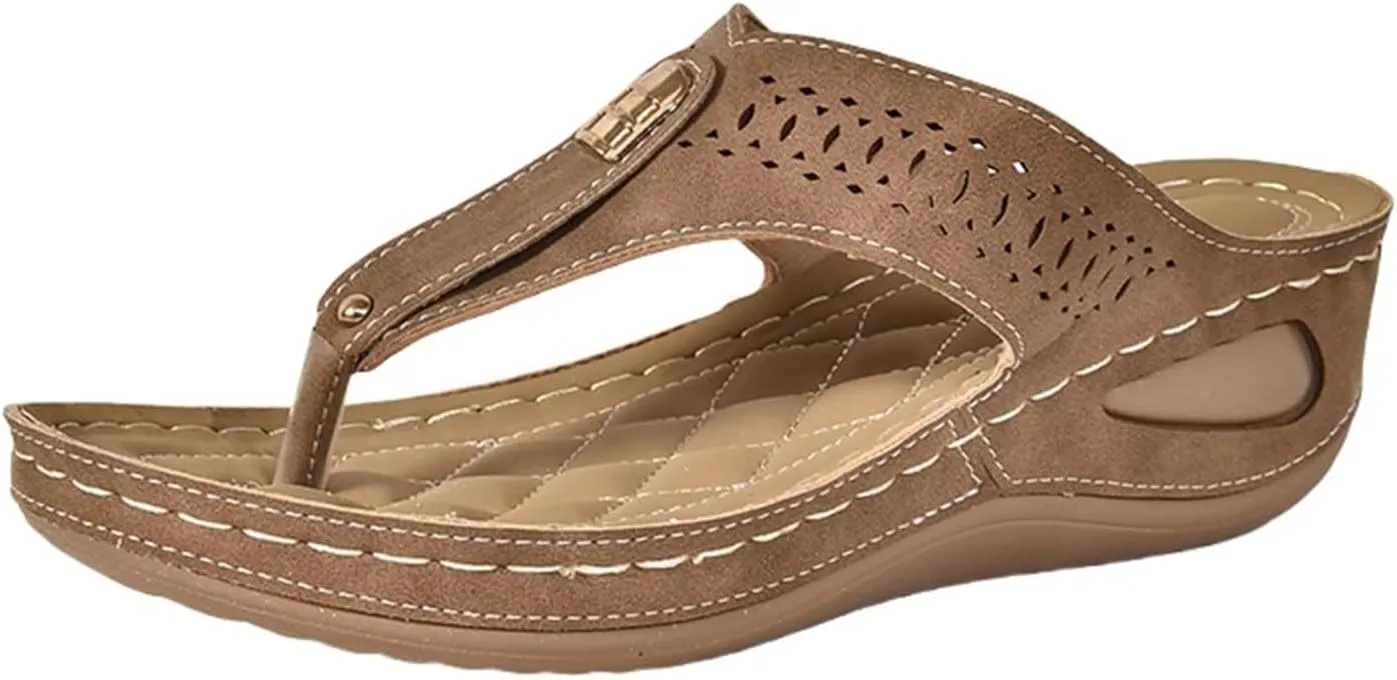Orthopedic Sandals for Women Arch Support Non Slip Flip Flops Yoga Mat Comfortable Walking Thong Sandals with Plantar Fasciitis Beach Casual Shoes