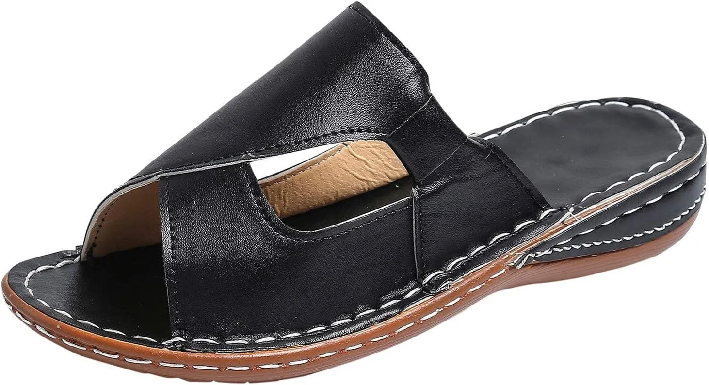 Orthopedic Sandals for Women Arch Support Platform Slides Summer Orthotic Platform Wedge Slip on Walking Sandal Casual Open Toe Wide Walking Shoes
