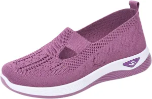 Orthopedic Shoes for Women Woven Breathable Shoes Slip on Diabetic Foam Shoe Walking Sport Sneakers with Arch Support
