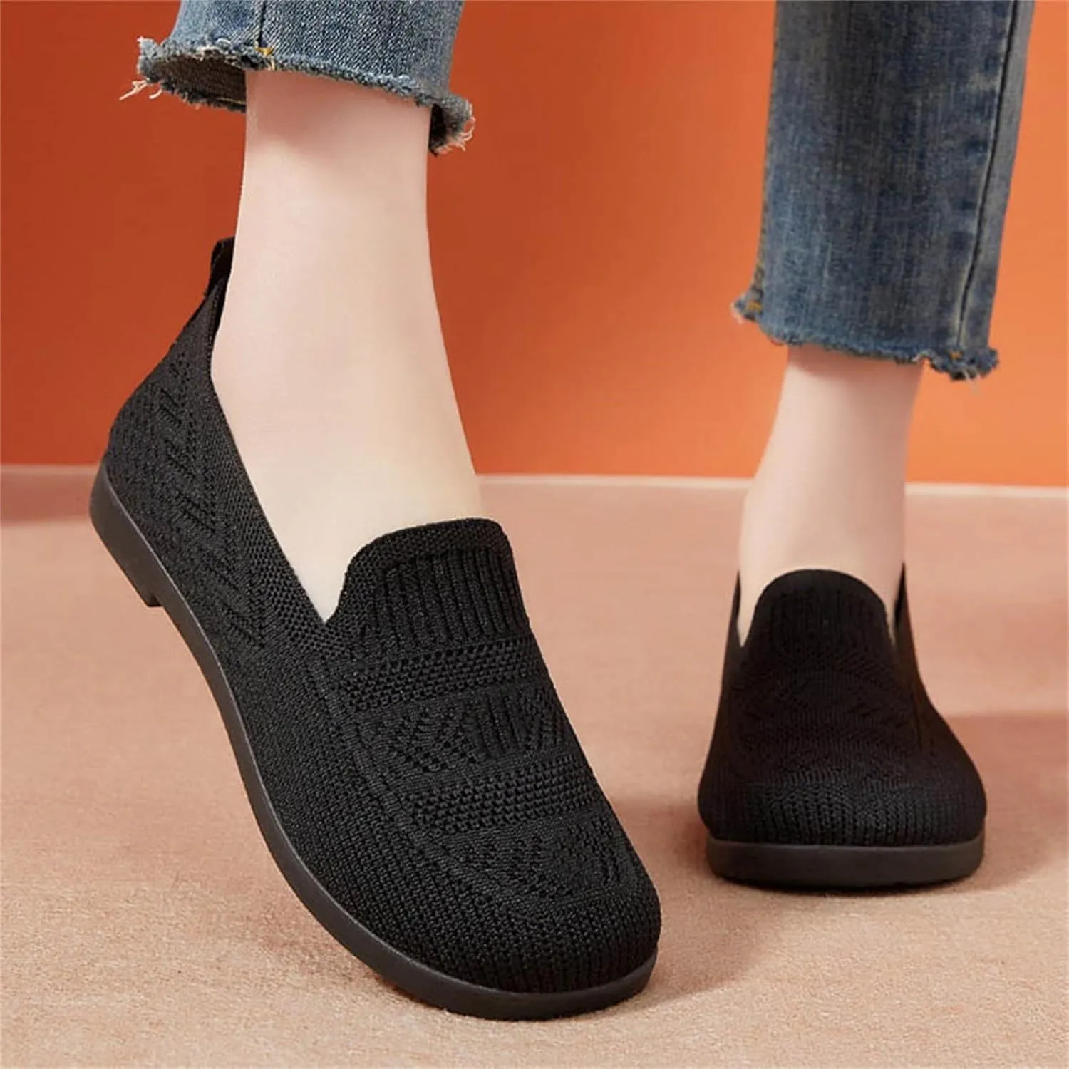 Orthopedic Shoes, Women's Comfortable Breathable Knitted Sneakers, Woven Cut-Out Orthopedic Soft Arch Support Walking Shoes, Slip-On Sneakers for Women