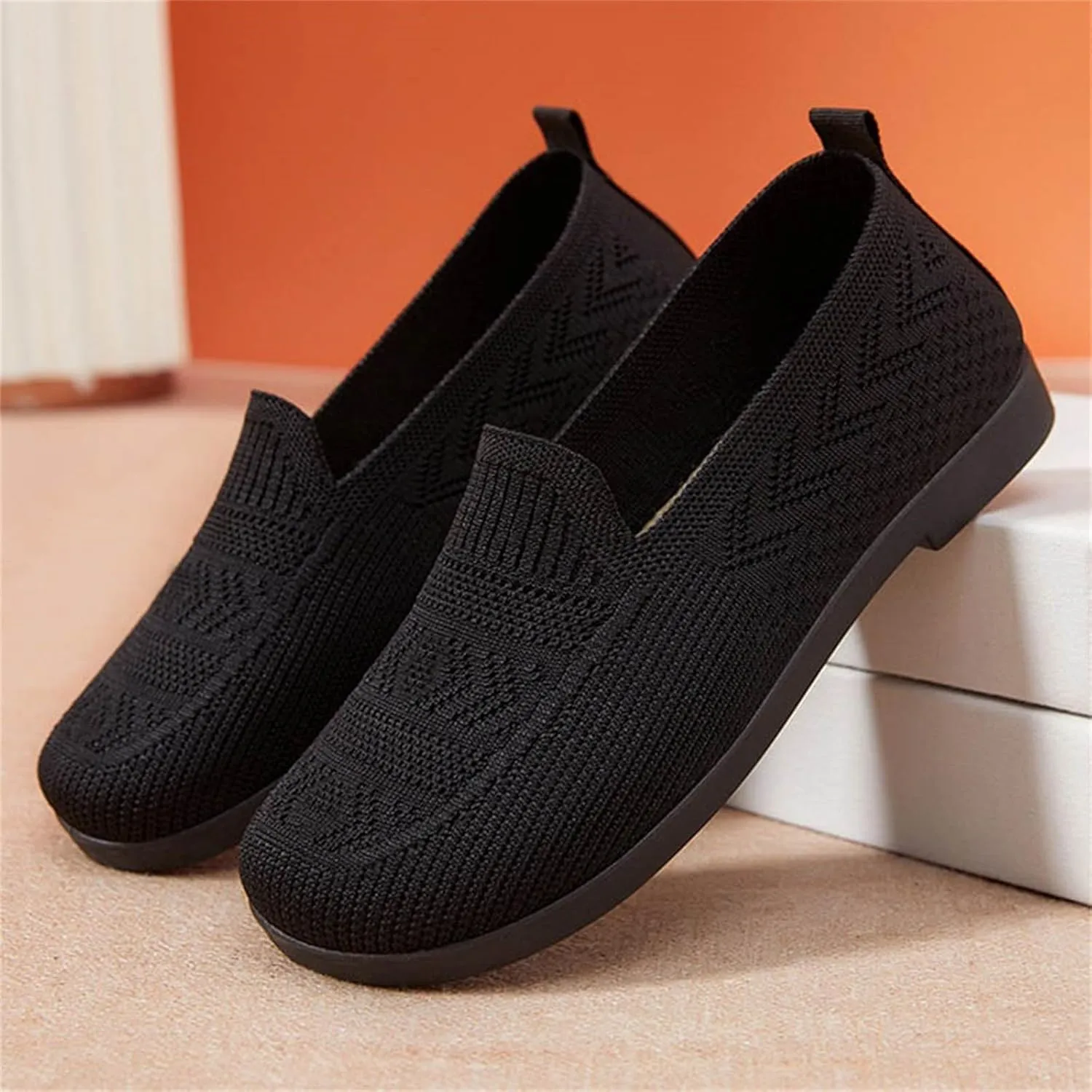 Orthopedic Shoes, Women's Comfortable Breathable Knitted Sneakers, Woven Cut-Out Orthopedic Soft Arch Support Walking Shoes, Slip-On Sneakers for Women