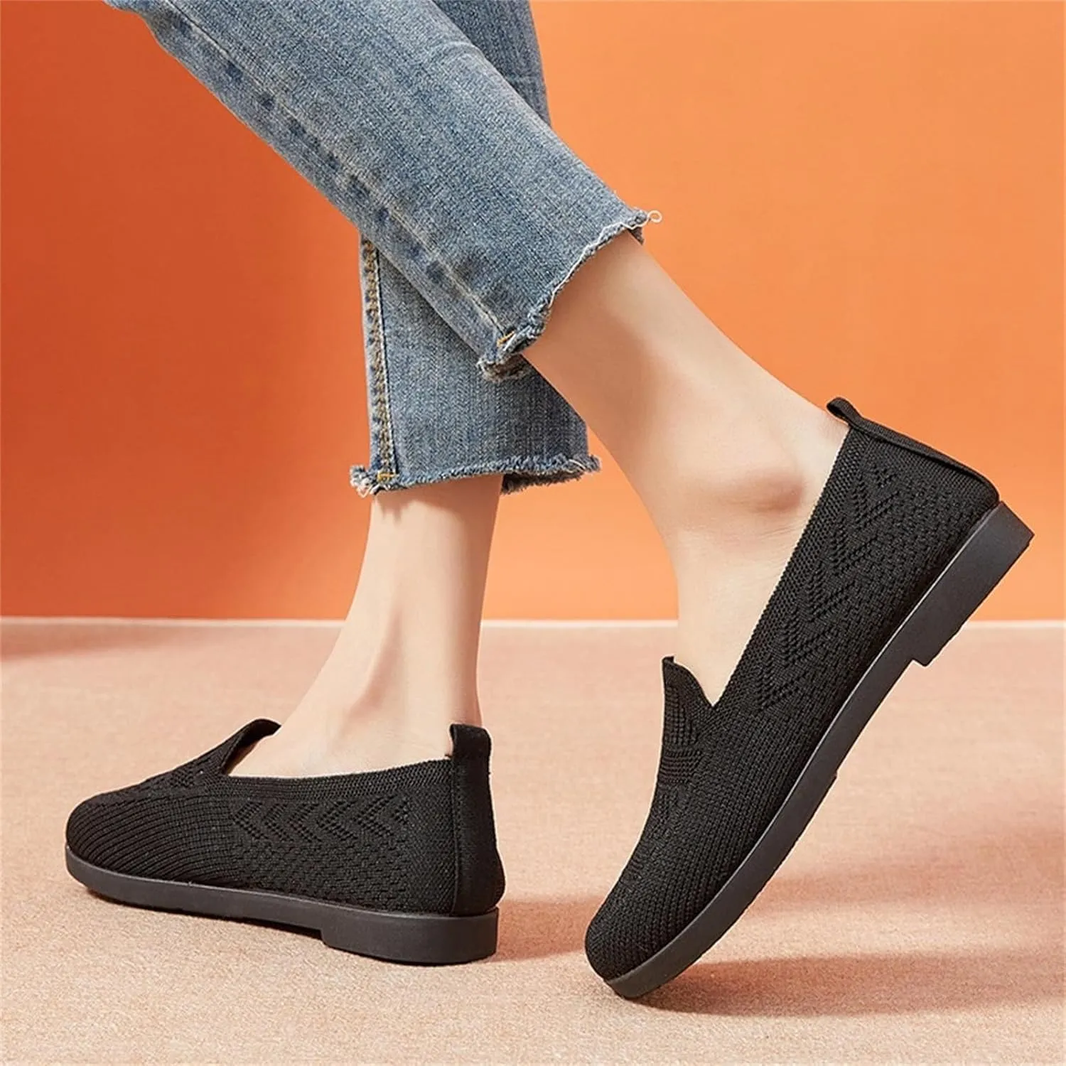 Orthopedic Shoes, Women's Comfortable Breathable Knitted Sneakers, Woven Cut-Out Orthopedic Soft Arch Support Walking Shoes, Slip-On Sneakers for Women