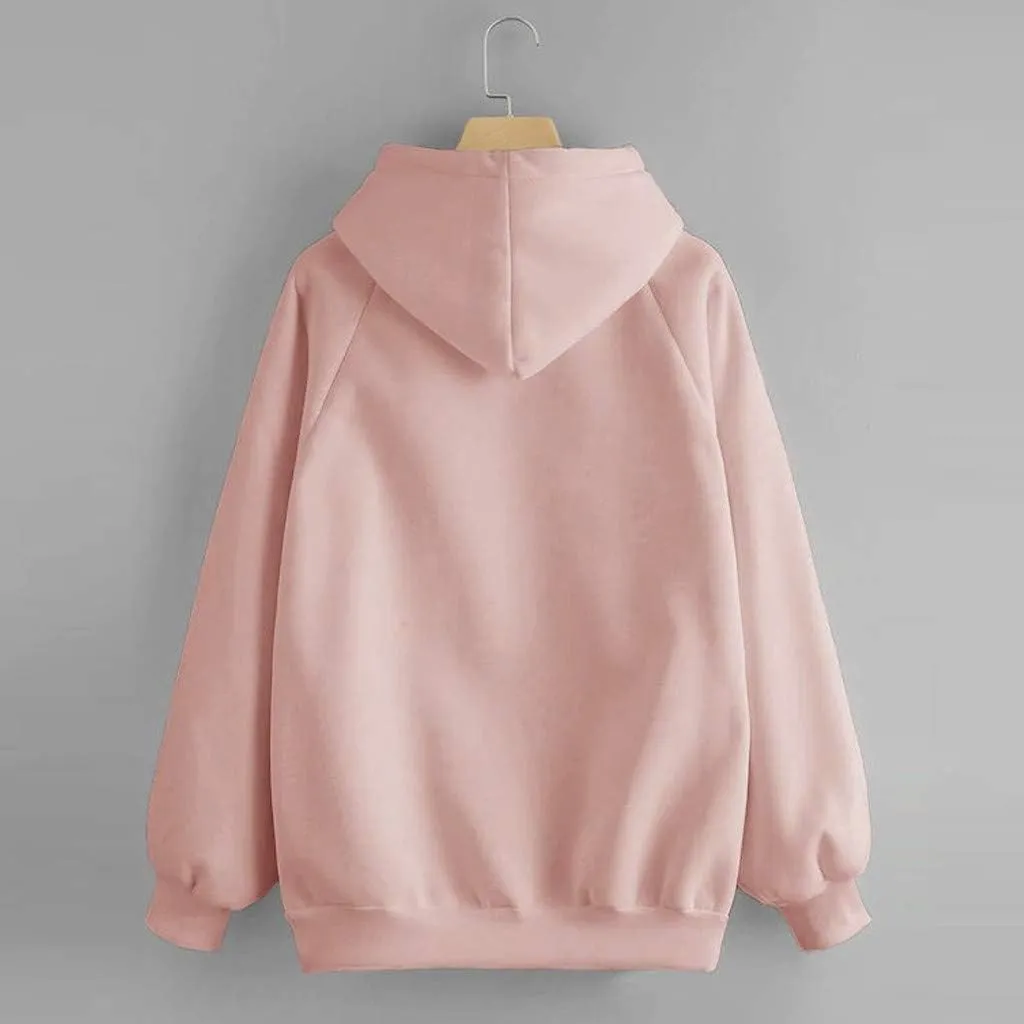 Oversized Sweatshirt Women's Casual Solid Color Hooded Jacket Long Sleeve Pullover Top with Pocket Fleece Hoodies
