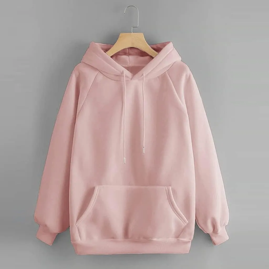 Oversized Sweatshirt Women's Casual Solid Color Hooded Jacket Long Sleeve Pullover Top with Pocket Fleece Hoodies
