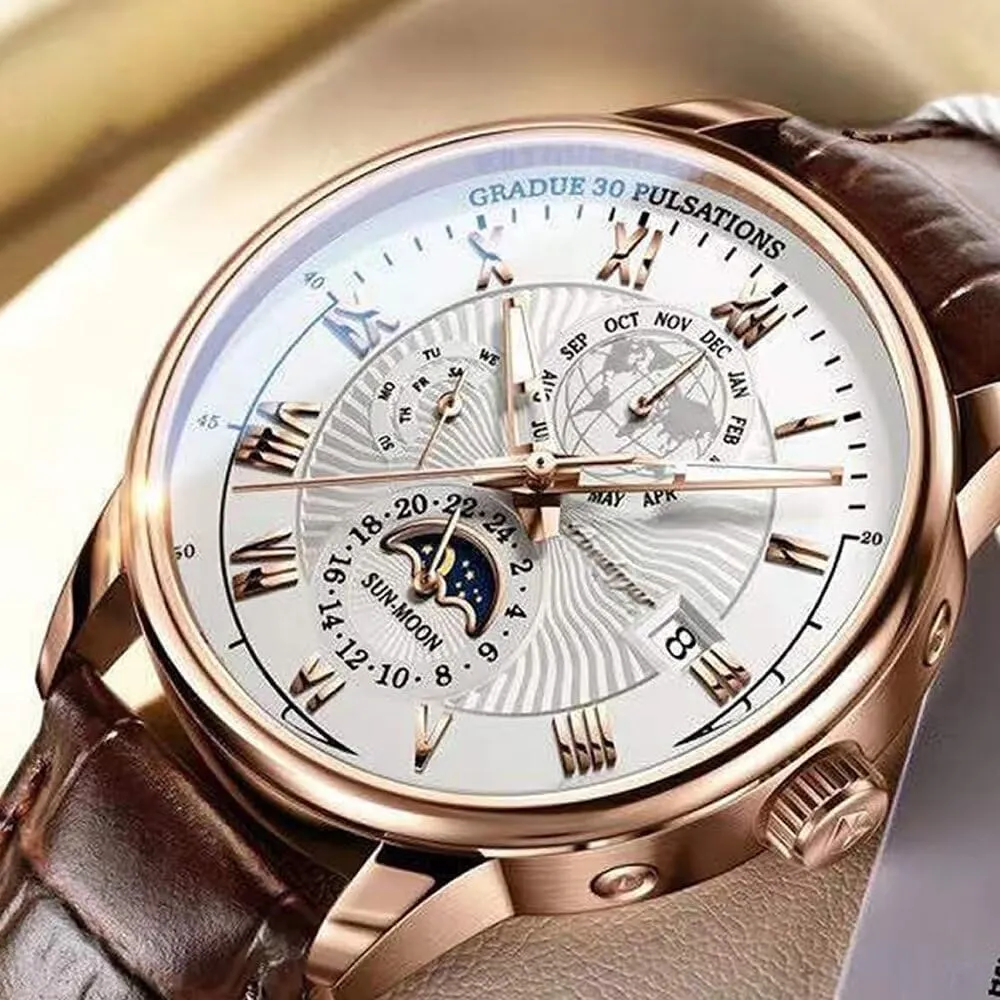 Poedagar Men Watch Fashion Sport Men's Wristwatch Waterproof Luminous Leather Date Quartz Watches Man Clock