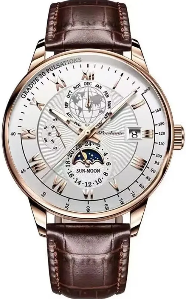 Poedagar Men Watch Fashion Sport Men's Wristwatch Waterproof Luminous Leather Date Quartz Watches Man Clock