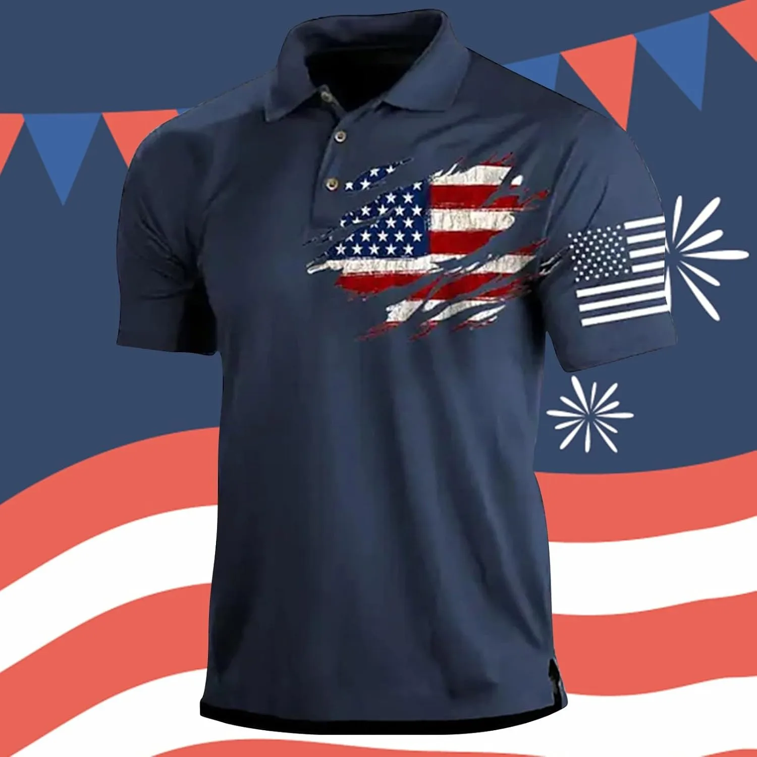 Polos for Men Men's Classic Fit Collar Shirt Men's Casual Short Sleeved Fashion Trend Men's Lapel Button Short