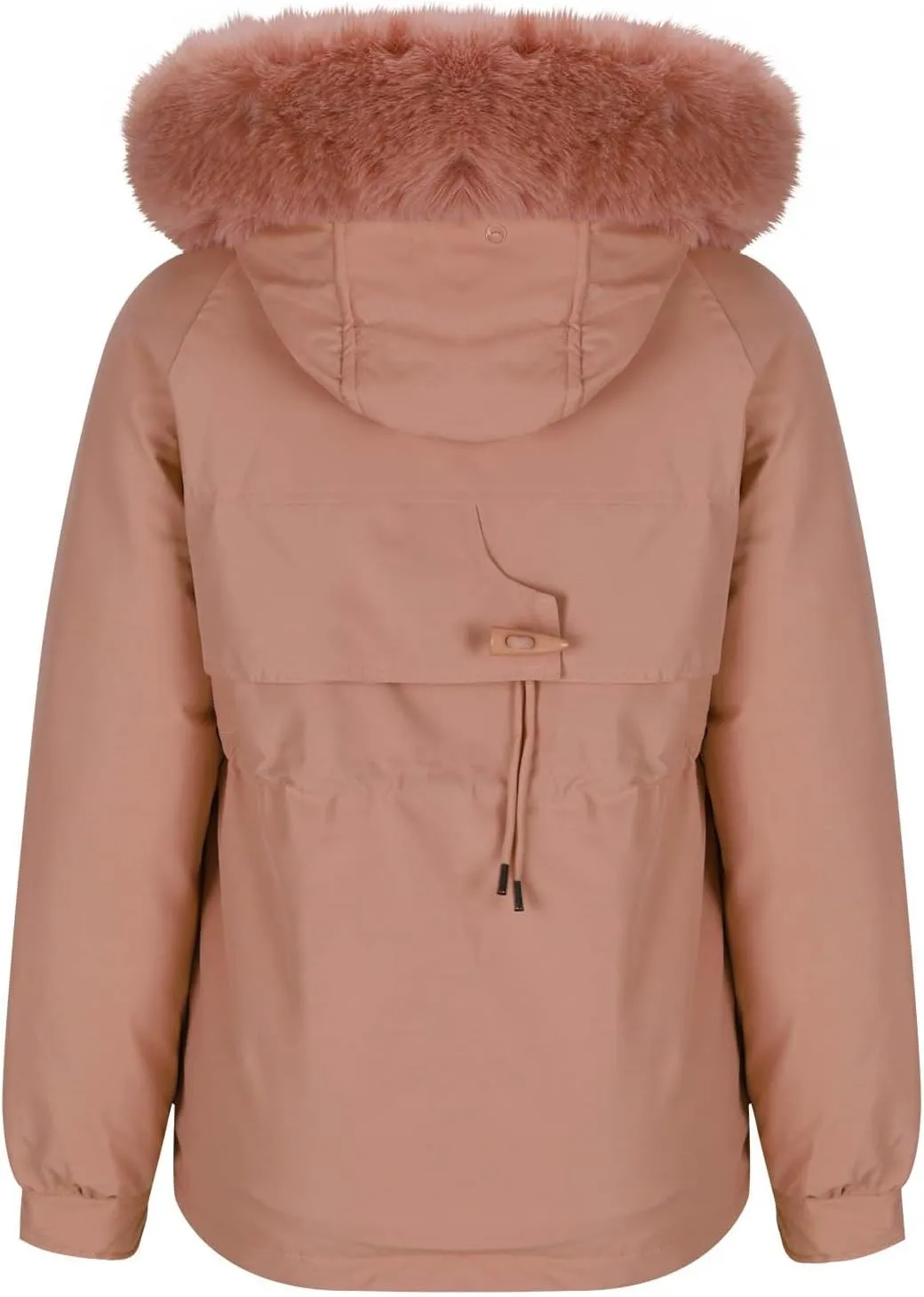 Puffer Jacket Womens Winter Warm Down Coats Casual Thicken Parkas Zip Up Fleece Down Jackets Drawstring Waist Outwear