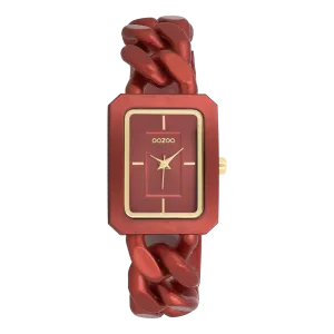 Red OOZOO watch with red chain bracelet - C11277