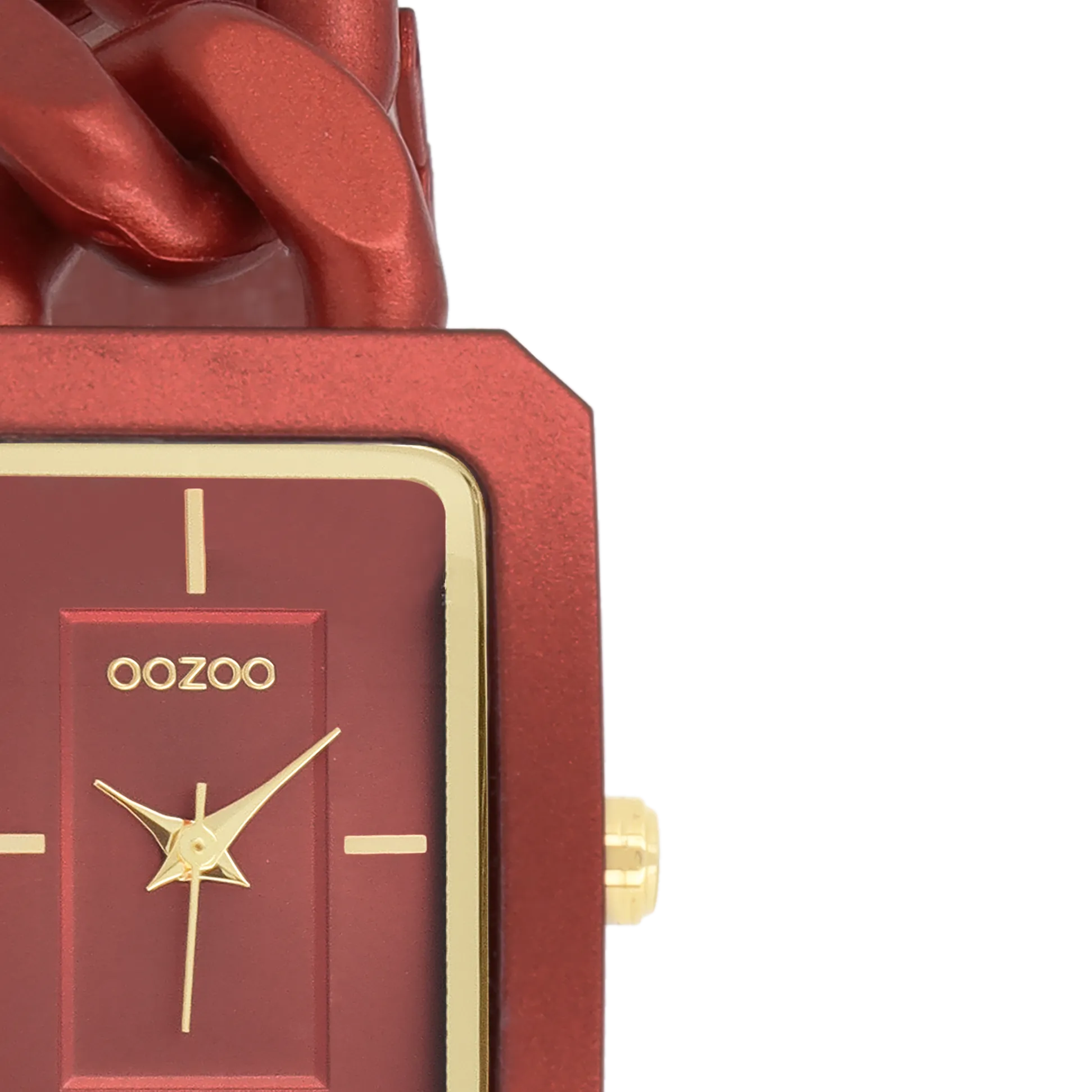 Red OOZOO watch with red chain bracelet - C11277