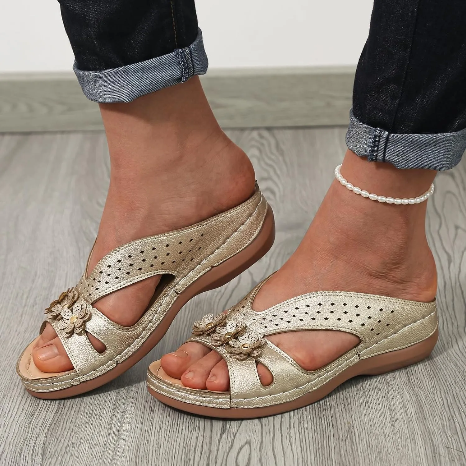 Sandals for Women Wedge Shoes Slip on Dressy Slippers Summer Comfortable Slides Sandals Arch Support Shoes2