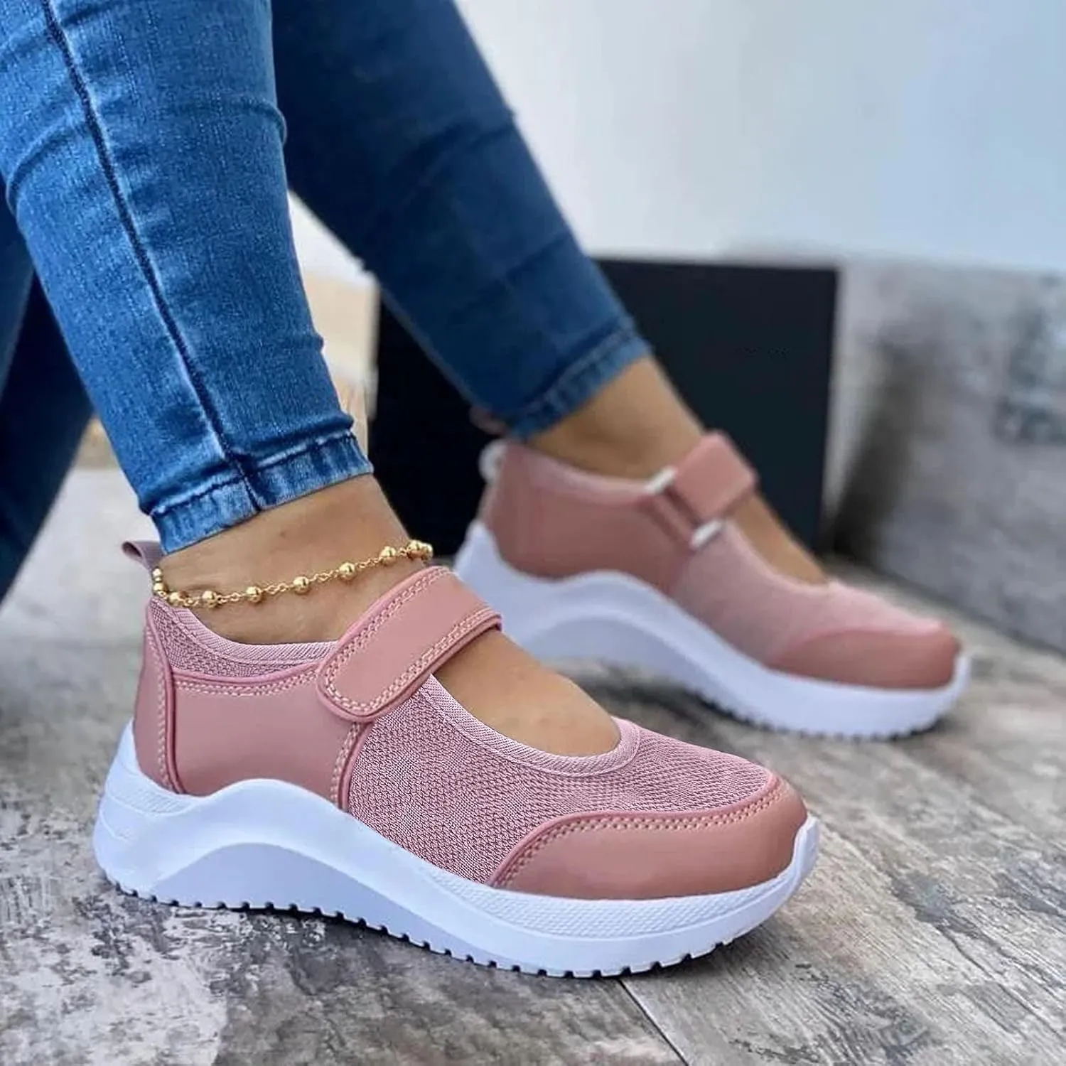 SBGMoSJ Sneakers for Women Size 8 Wide Women's Slip On Tennis Shoes Size 8 Womens White Slip On Sneakers Size 8 Platform Sneakers for Women Fashion Tan Zapatos para Mujer CModos Con Plataforma