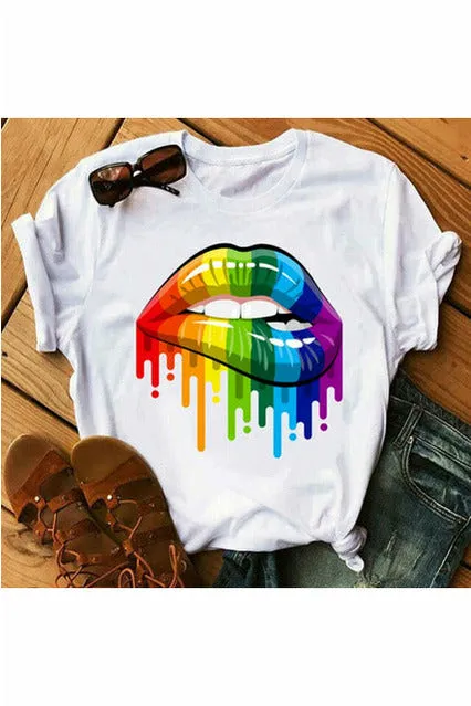 Sexy Black Tees Kiss Lip