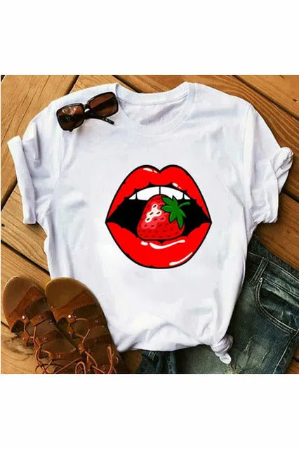 Sexy Black Tees Kiss Lip