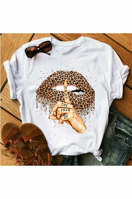 Sexy Black Tees Kiss Lip