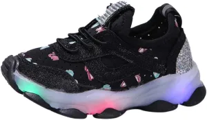 Shoes for Boys Children Kid Baby Girls LED Light Sneaker Butterfly Crystal Running Walking Sport Shoes 1-6 Years