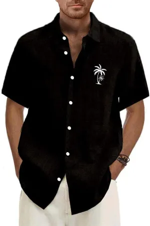 Short Sleeve Shirts for Men Hawaiian Button Down Casual Summer Western Shirts Beach Solid Tshirts Collared Neck Tops