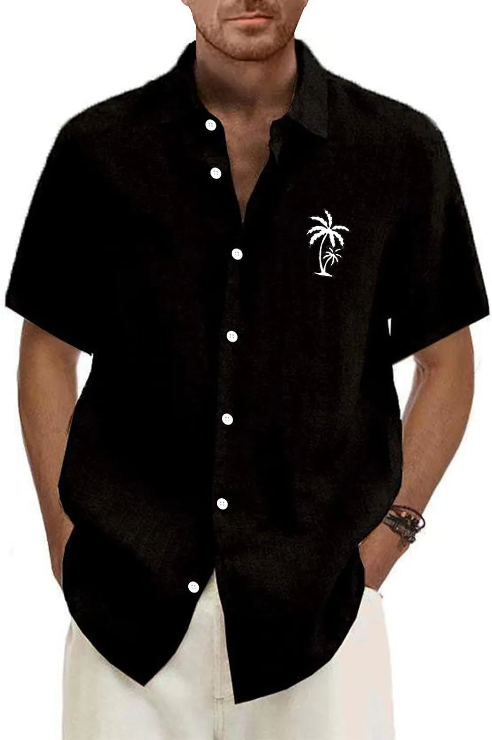 Short Sleeve Shirts for Men Hawaiian Button Down Casual Summer Western Shirts Beach Solid Tshirts Collared Neck Tops