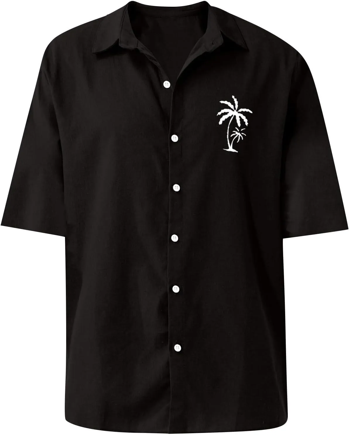 Short Sleeve Shirts for Men Hawaiian Button Down Casual Summer Western Shirts Beach Solid Tshirts Collared Neck Tops