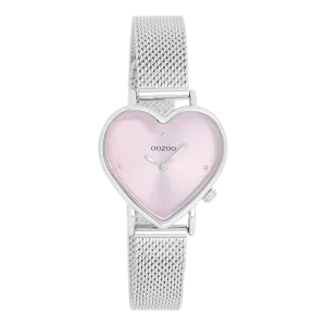 Silver coloured OOZOO watch with silver coloured metal mesh bracelet - C11414