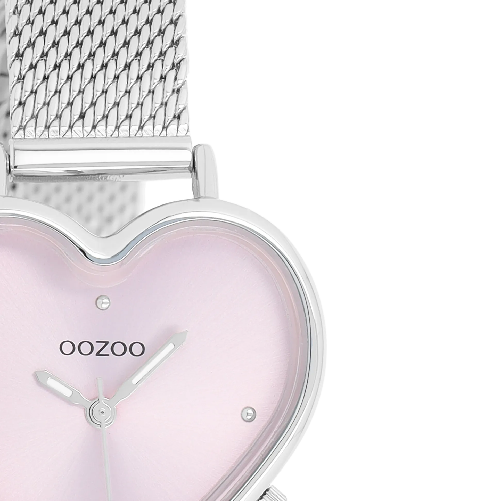 Silver coloured OOZOO watch with silver coloured metal mesh bracelet - C11414