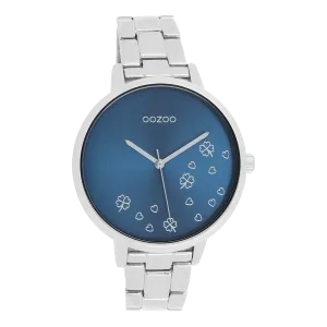 Silver coloured OOZOO watch with silver coloured stainless steel bracelet - C11121