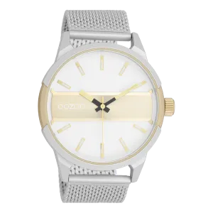 Silver coloured/gold  OOZOO watch with silver coloured metal mesh bracelet - C11106