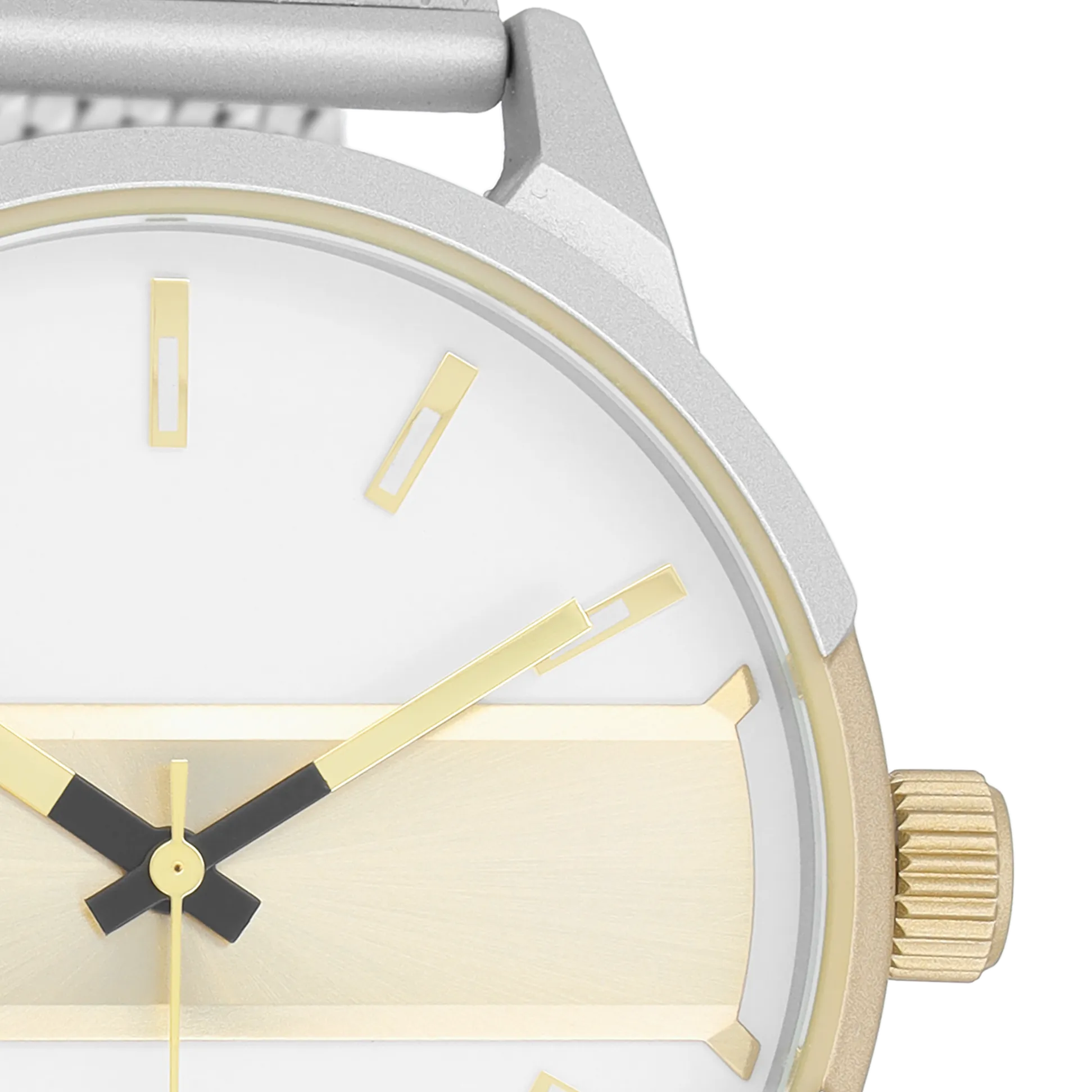 Silver coloured/gold  OOZOO watch with silver coloured metal mesh bracelet - C11106