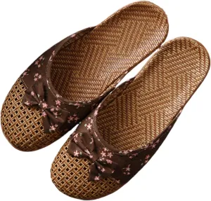 Slide Sandals for Women Summer Slippers Outdoor Indoor Vine Grass Woven Cotton Flax Non-Slip Casual Grass Mat sandal Sandal Bohemian Breathable Vacation Outfits Travel Slipper