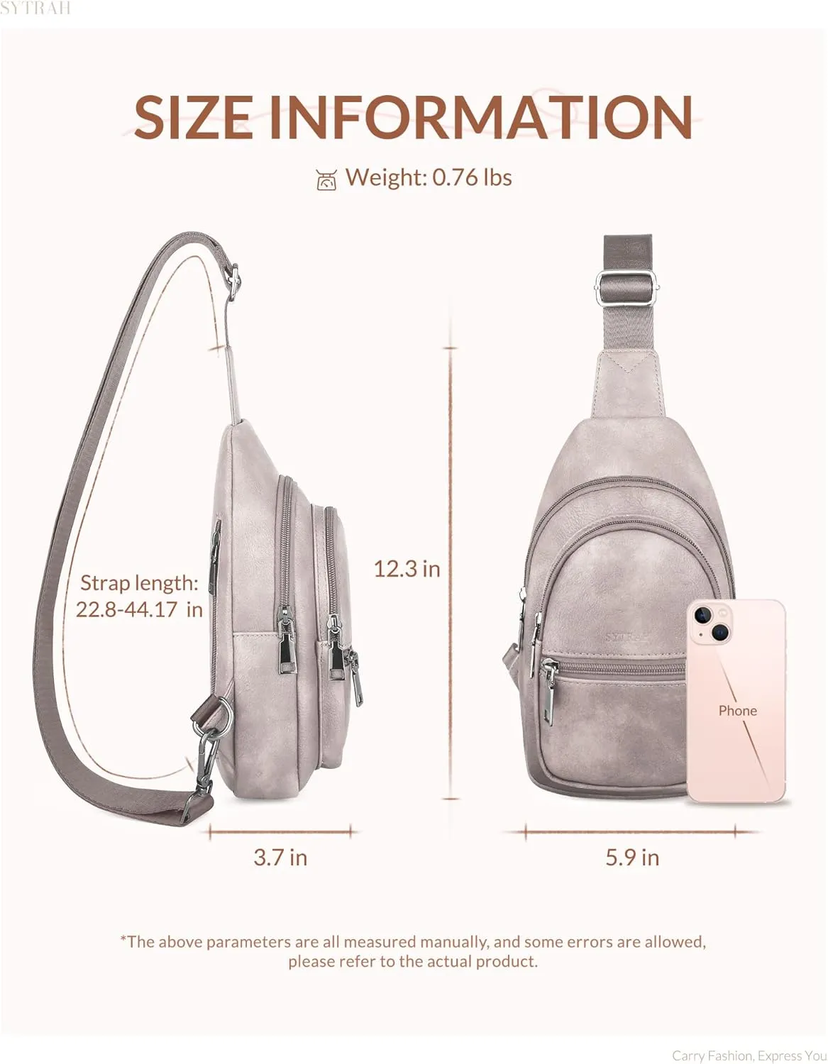 Sling Bag for Women, Crossbody Bags Purse for Women Trendy Vegan Leather Chest Bag with Adjustable Guitar Strap