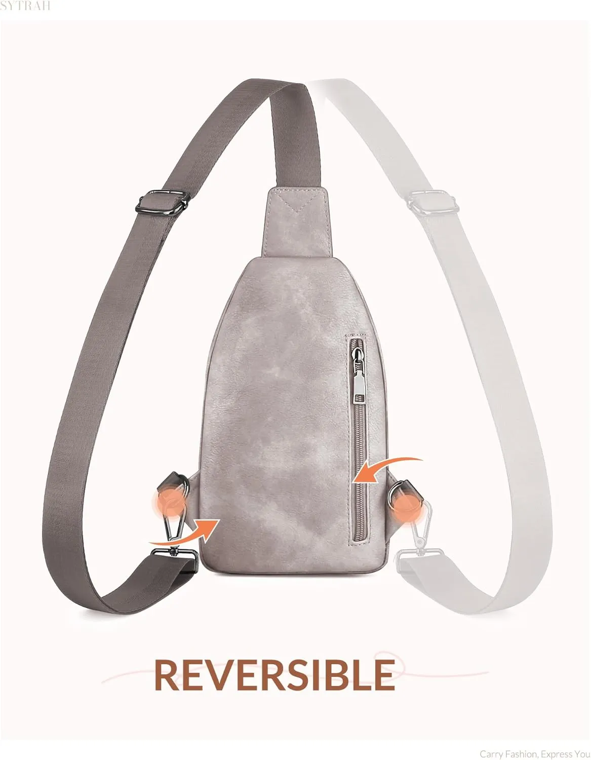 Sling Bag for Women, Crossbody Bags Purse for Women Trendy Vegan Leather Chest Bag with Adjustable Guitar Strap