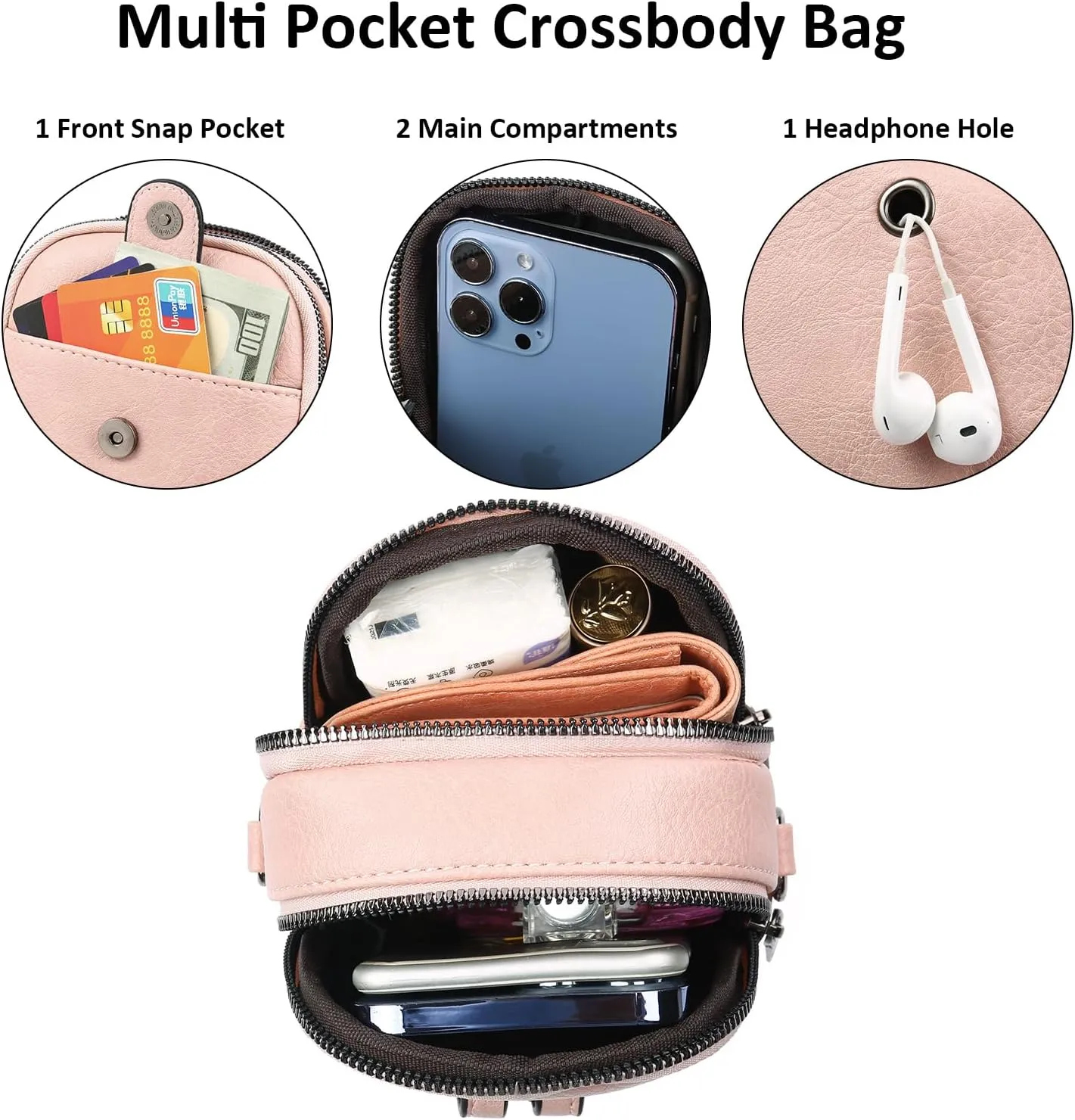 Small Crossbody Bags for Women Leather Cell Phone Purse Bag Wallet Shoulder Handbags with Adjustable Strap