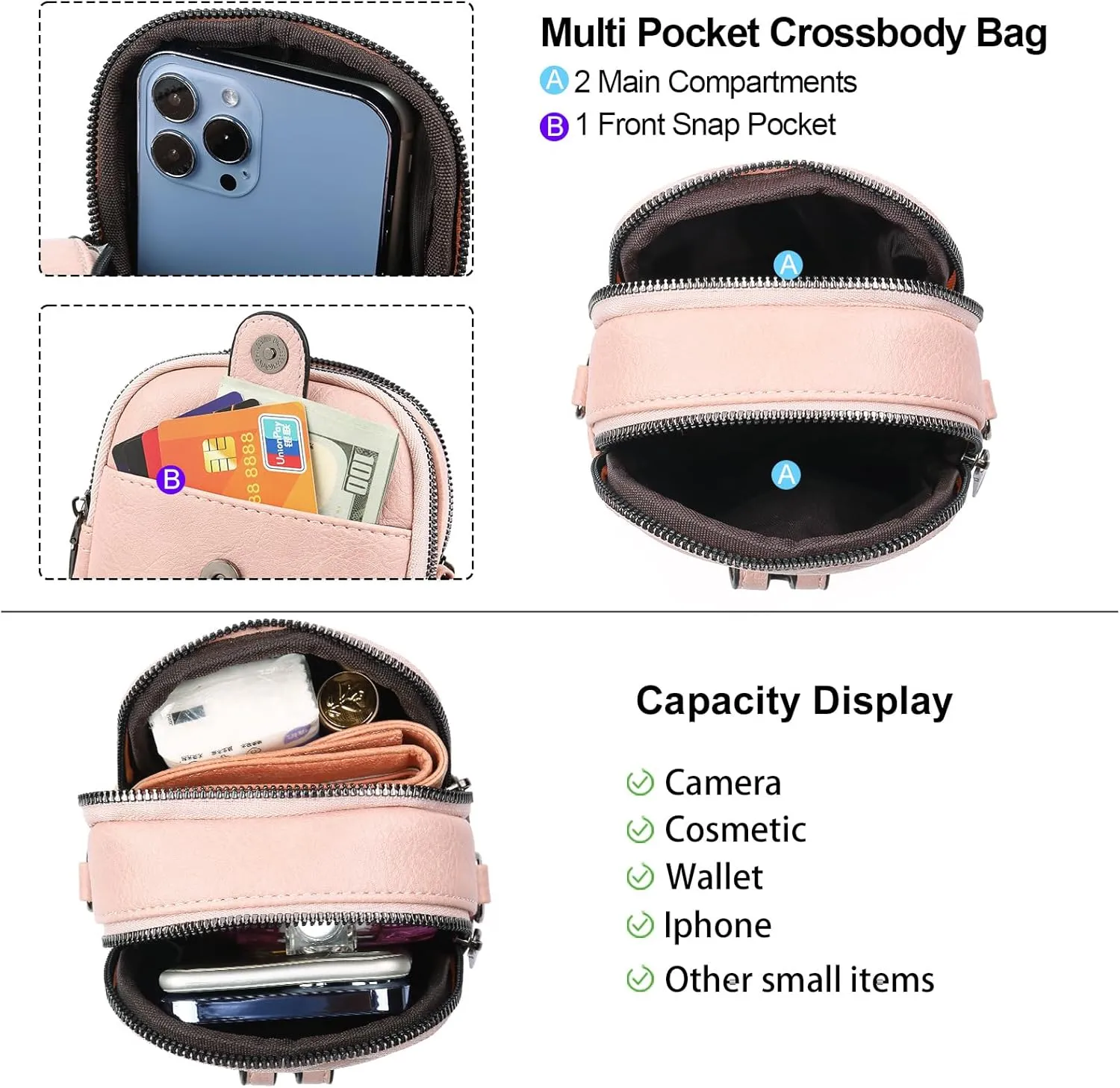 Small Crossbody Bags for Women Leather Cell Phone Purse Bag Wallet Shoulder Handbags with Adjustable Strap