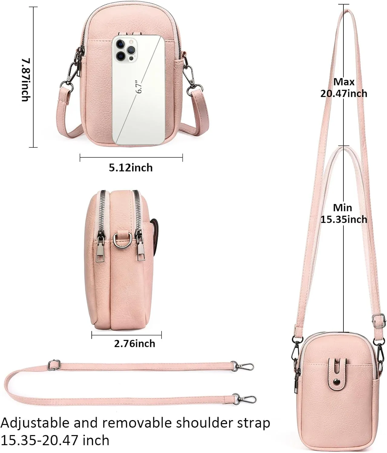 Small Crossbody Bags for Women Leather Cell Phone Purse Bag Wallet Shoulder Handbags with Adjustable Strap