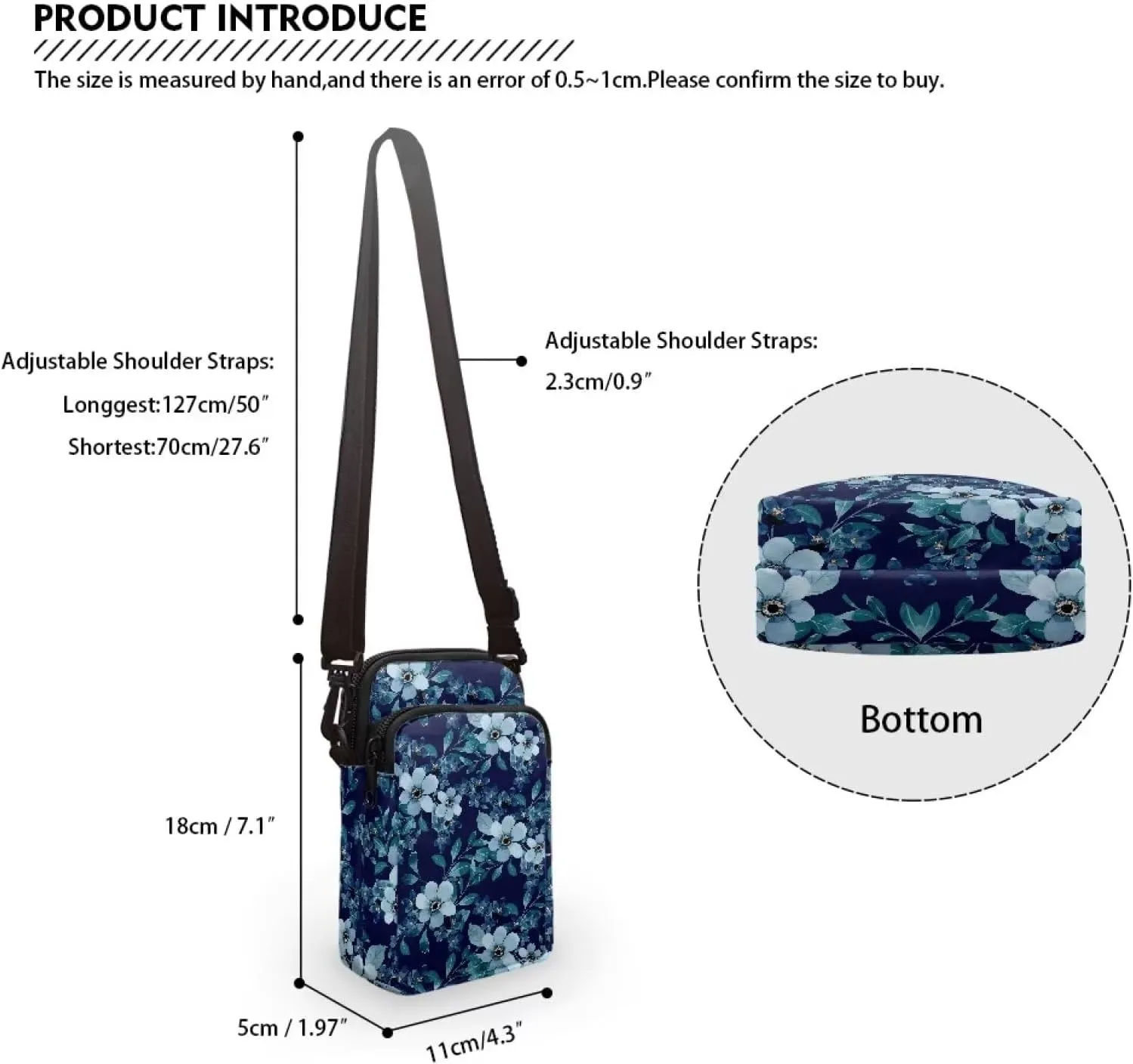 Small Messenger Bag for Women, 2 Layer Crossbody Bag with Adjustable Shoulder Strap