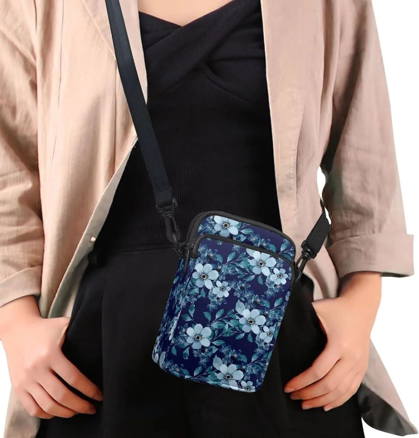 Small Messenger Bag for Women, 2 Layer Crossbody Bag with Adjustable Shoulder Strap