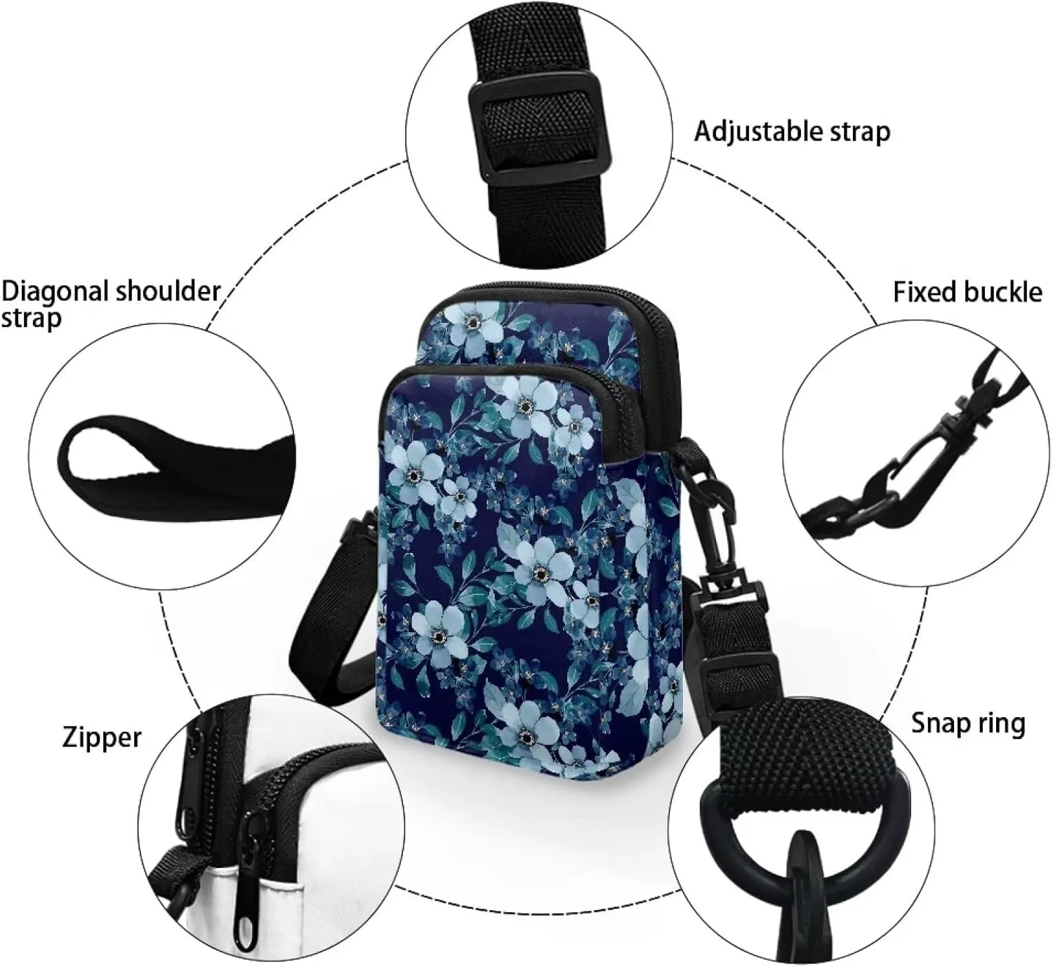 Small Messenger Bag for Women, 2 Layer Crossbody Bag with Adjustable Shoulder Strap