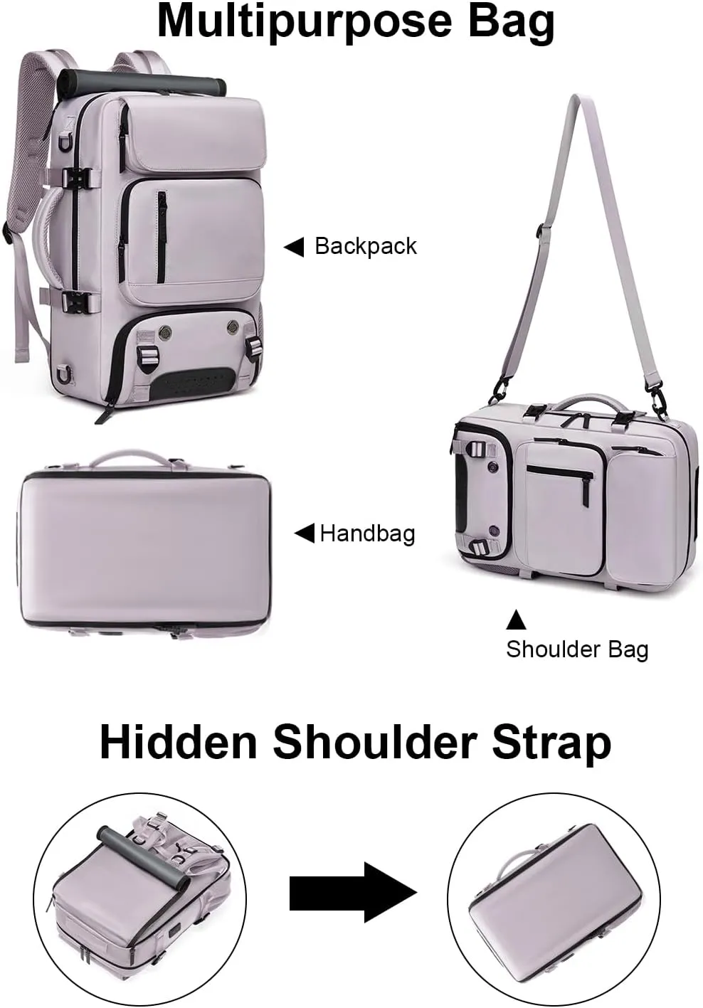 Somago Travel Laptop Backpack for Men & Women Carry On Backpack with USB Charging Port Fits 16.5 inch Notebook Rucksack (Purple)