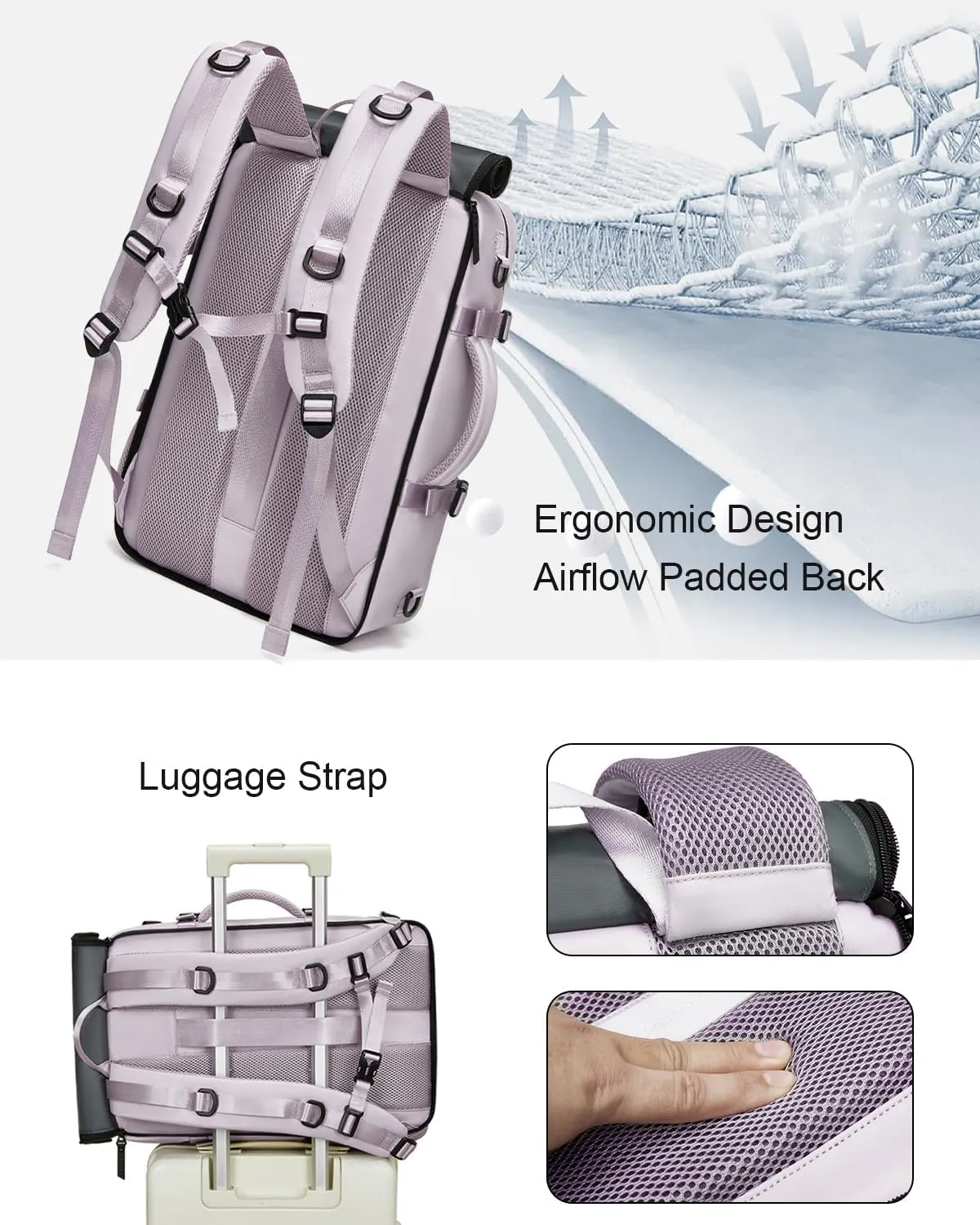 Somago Travel Laptop Backpack for Men & Women Carry On Backpack with USB Charging Port Fits 16.5 inch Notebook Rucksack (Purple)