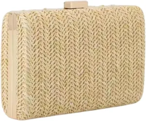 Straw Clutch Purses for Women Vintage Summer Straw Beach Bag Wicker Rattan Envelope Clutch Evening Purse for Wedding