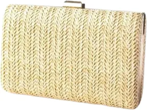 Straw Clutch Purses for Women Vintage Summer Straw Beach Bag Wicker Rattan Envelope Clutch Evening Purse for Wedding