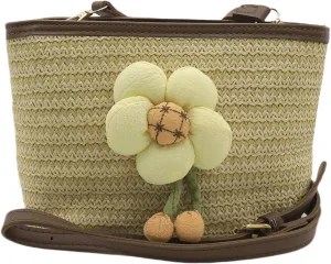 Straw Crossbody Bag for Women Girls Woven Shoulder Bag Straw Satchel Bag Cross Body Handbag