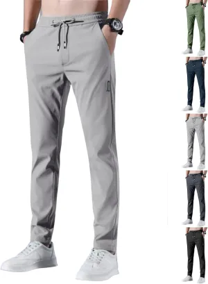 Stretch Active Pants for Men Elastic Waist Work Pants Stretch Flex Lightweight Hiking Glide Pants Athletic Joggers