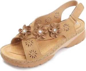 Summer Sandals for Women 2025 Wedge Shoes Slip On Dressy Comfortable Slides Sandals, Flowers Cross Strap Platform Sandal Hollow Out Breathable Ankle Strap Platform Shoes