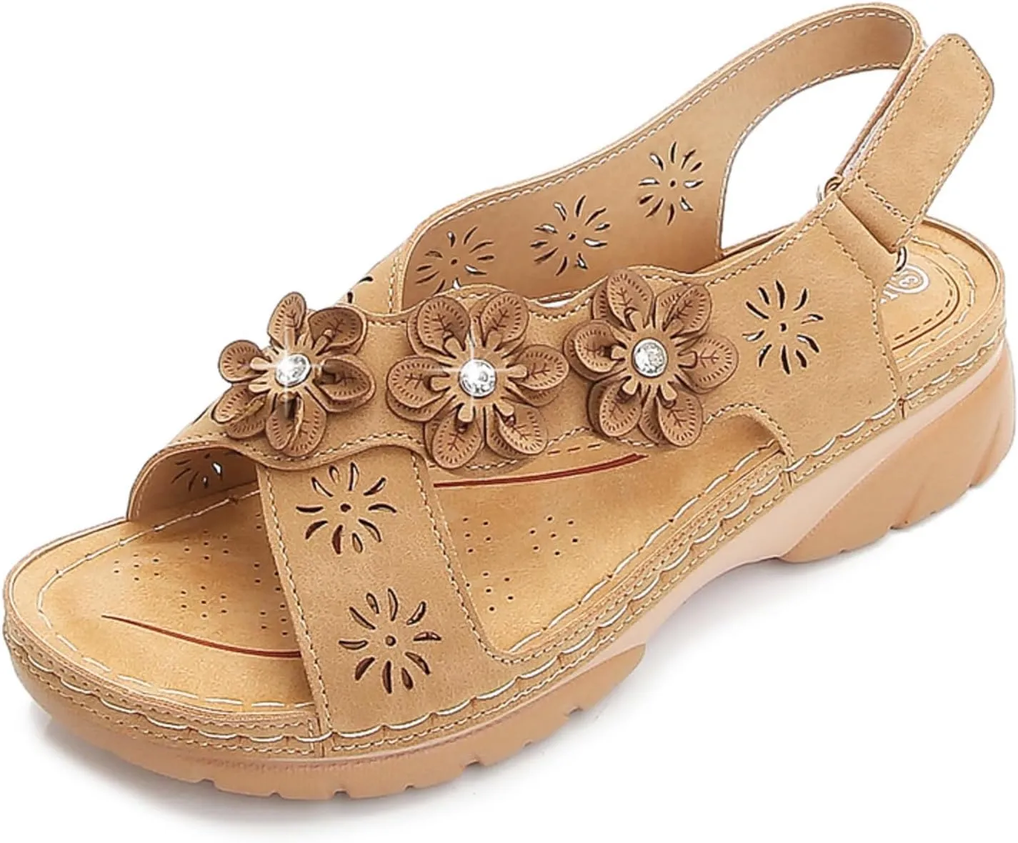 Summer Sandals for Women 2025 Wedge Shoes Slip On Dressy Comfortable Slides Sandals, Flowers Cross Strap Platform Sandal Hollow Out Breathable Ankle Strap Platform Shoes