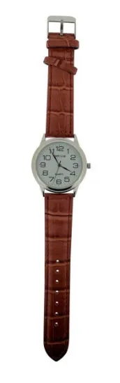 Traditional Large Classic Watch - Silver/White/Tan