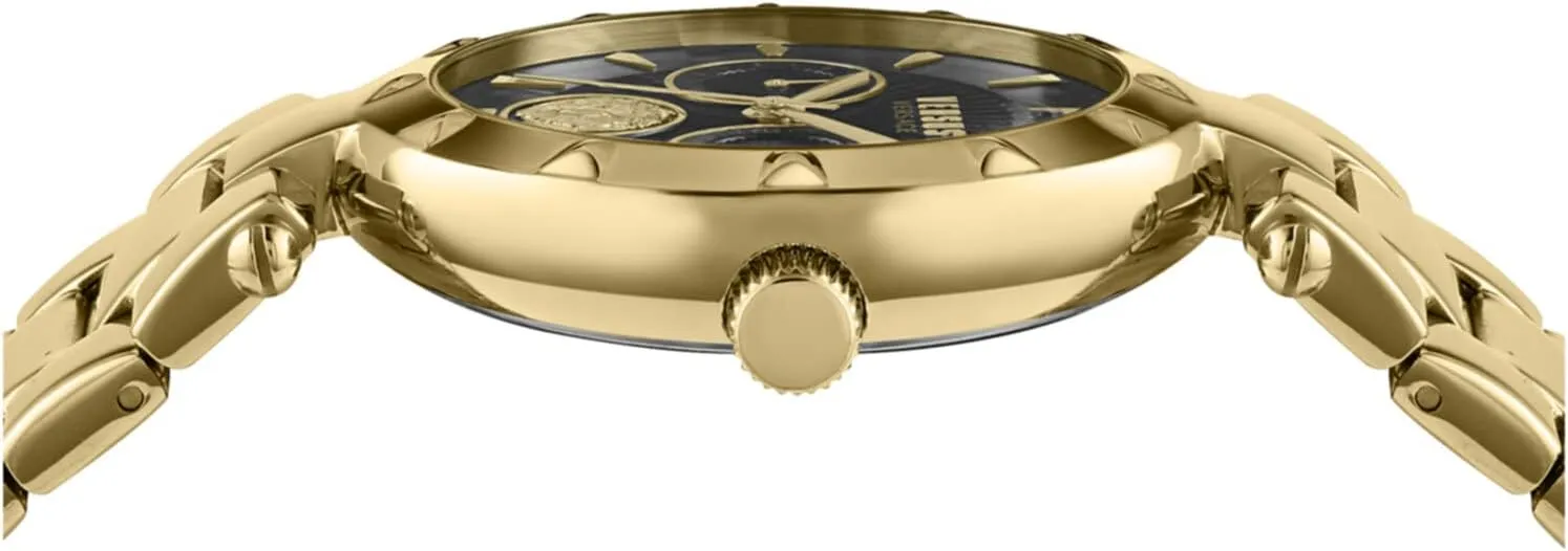 Versus Versace Sertie Womens Fashion Watch with Enamel Dial. Multifunction Day and Date Sub Dials. Adjustable Jewelry Style Bracelet.