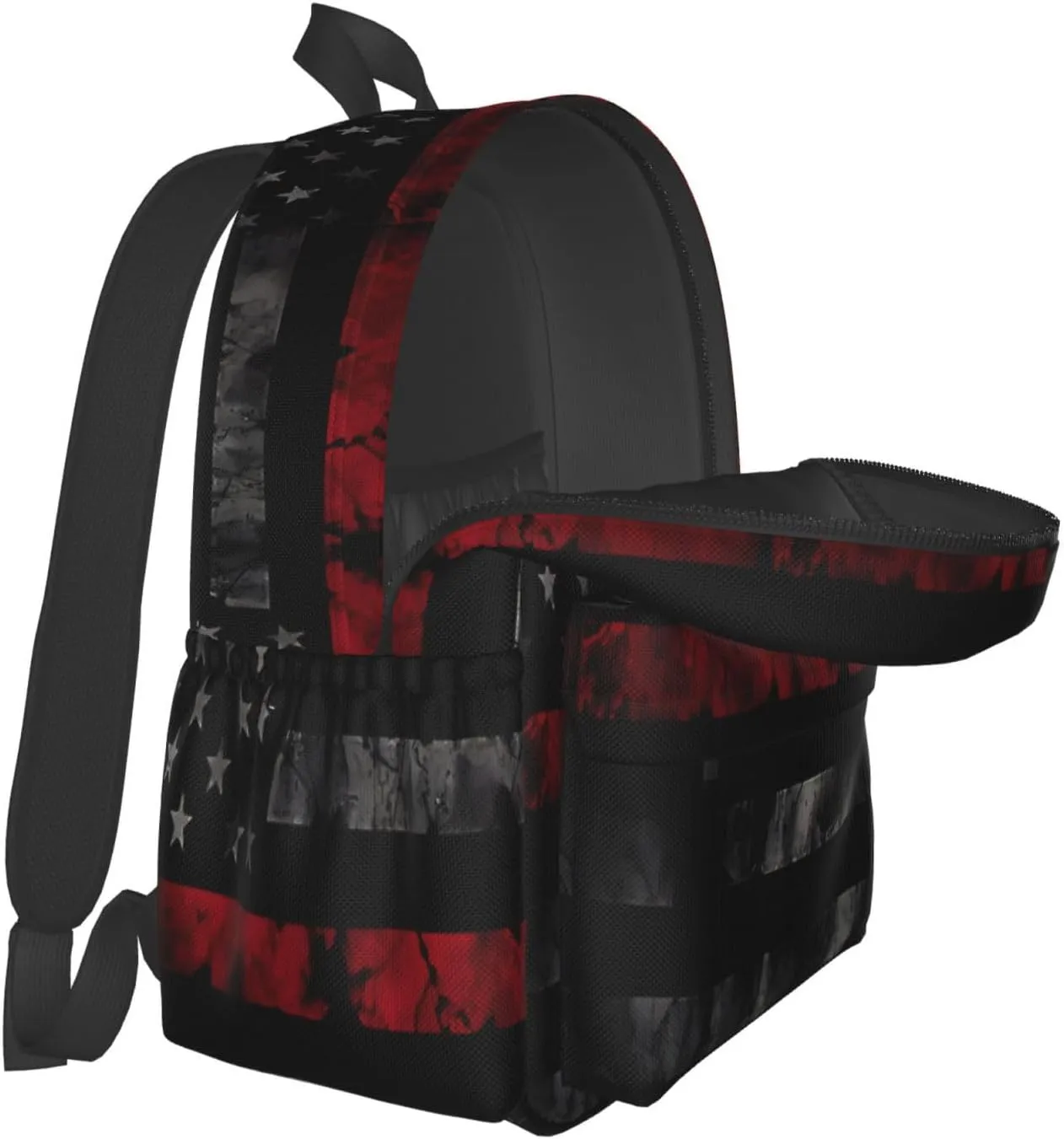 Vintage Thin Red Line American Flag Casual Backpacks Large Travel Backpack Laptop Rucksack Sports Daypack Adjustable Strap Bag for Camping Hiking
