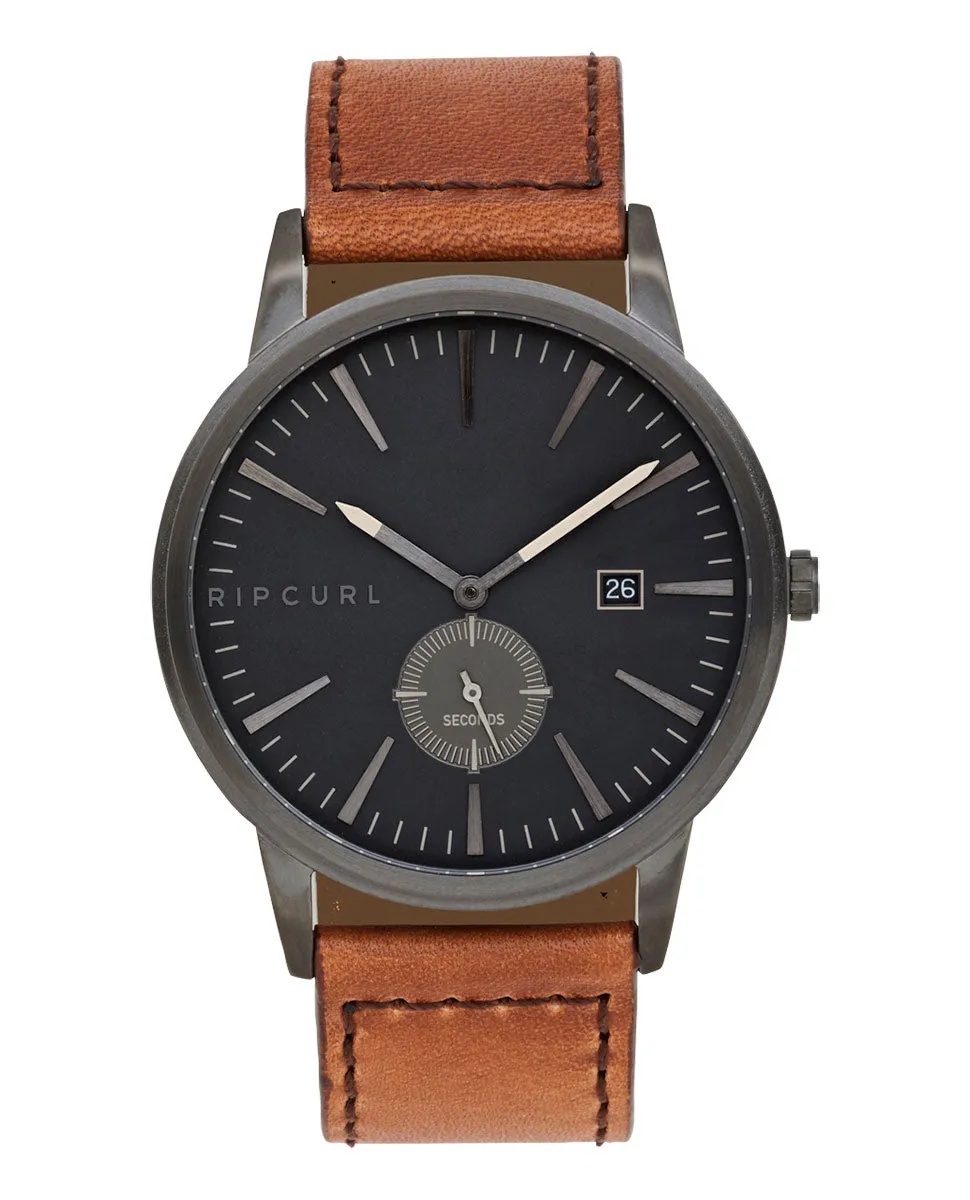 Vision Gunmetal Leather Watch