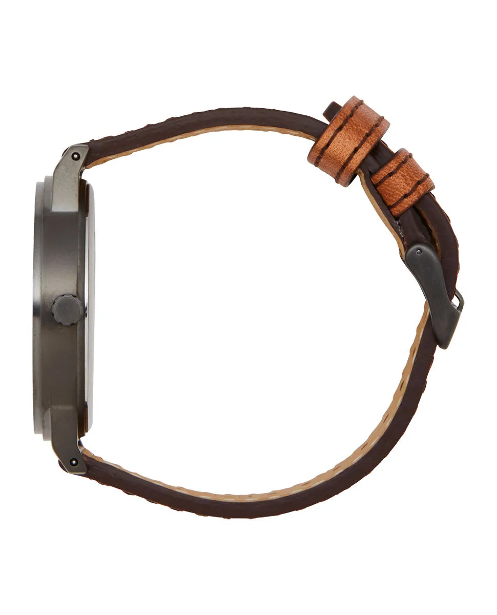 Vision Gunmetal Leather Watch